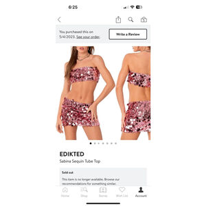 edikted sequin top and skirt extra small